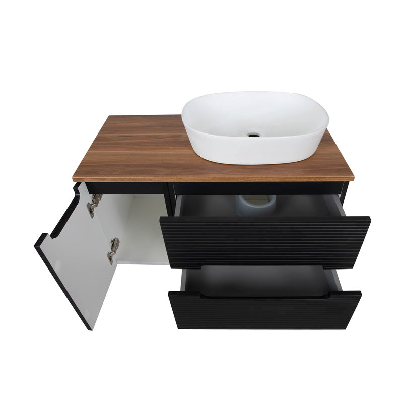 Tailored Bathrooms Monza Plus Fluted Wall Hung 900mm Vanity Unit with Side Cabinet & Counter Top (1 size, 8 colours)