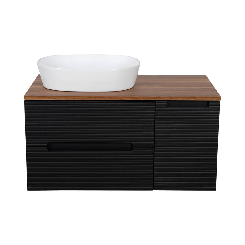 Tailored Bathrooms Monza Plus Fluted Wall Hung 900mm Vanity Unit with Side Cabinet & Counter Top (1 size, 8 colours)