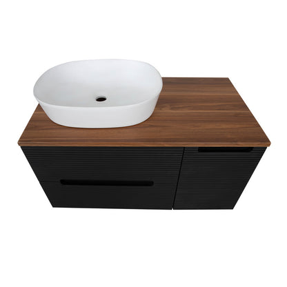 Tailored Bathrooms Monza Plus Fluted Wall Hung 600mm Vanity Unit & Counter Top (2 sizes, 9 colours)