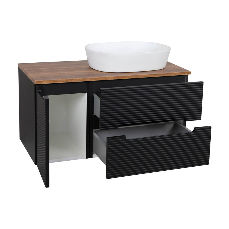 Tailored Bathrooms Monza Plus Fluted Wall Hung 600mm Vanity Unit & Counter Top (2 sizes, 9 colours)
