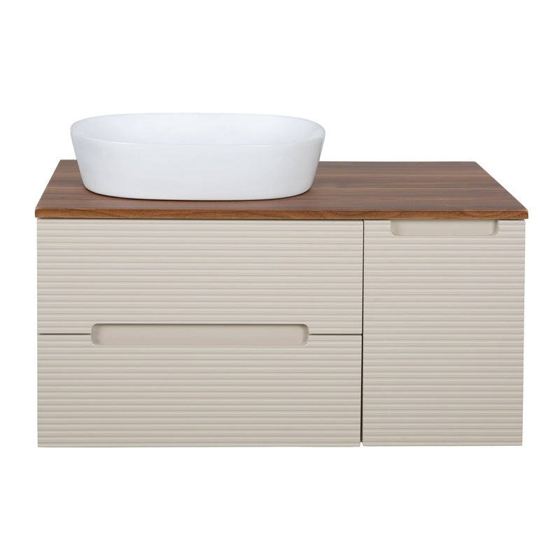 Tailored Bathrooms Monza Plus Fluted Wall Hung 900mm Vanity Unit with Side Cabinet & Counter Top (1 size, 8 colours)