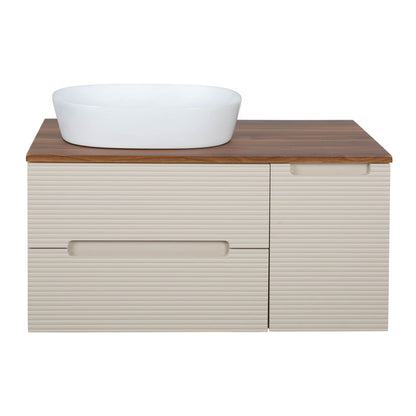 Tailored Bathrooms Monza Plus Fluted Wall Hung 900mm Vanity Unit with Side Cabinet & Counter Top (1 size, 8 colours)