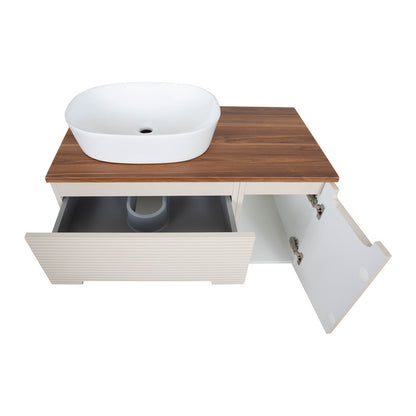 Tailored Bathrooms Monza Plus Fluted Wall Hung 900mm Vanity Unit with Side Cabinet & Counter Top (1 size, 8 colours)