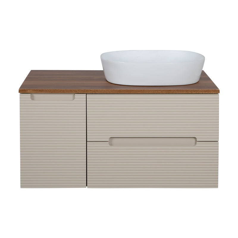 Tailored Bathrooms Monza Plus Fluted Wall Hung 900mm Vanity Unit with Side Cabinet & Counter Top (1 size, 8 colours)