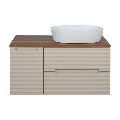 Tailored Bathrooms Monza Plus Fluted Wall Hung 900mm Vanity Unit with Side Cabinet & Counter Top (1 size, 8 colours)