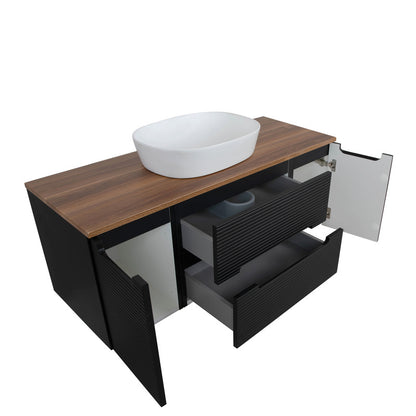 Tailored Bathrooms Monza Plus Fluted Wall Hung 1200mm Vanity Unit with 2 Side Cabinets & Counter Top (1 size, 9 colours) - Brand New Bathrooms