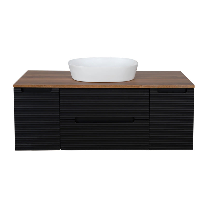Tailored Bathrooms Monza Plus Fluted Wall Hung 1200mm Vanity Unit with 2 Side Cabinets & Counter Top (1 size, 9 colours) - Brand New Bathrooms