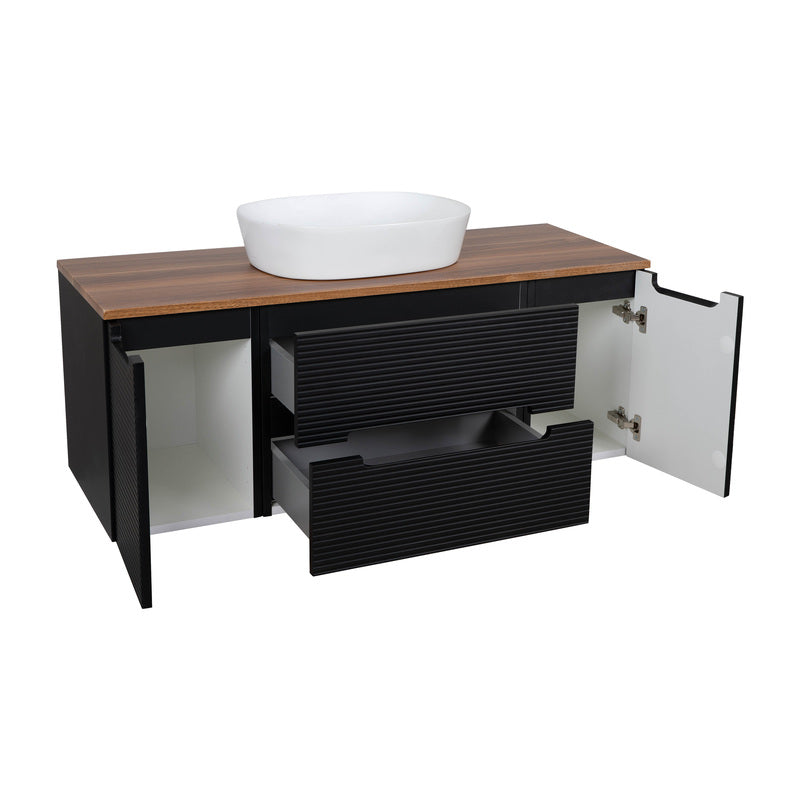 Tailored Bathrooms Monza Plus Fluted Wall Hung 1200mm Vanity Unit with 2 Side Cabinets & Counter Top (1 size, 9 colours) - Brand New Bathrooms
