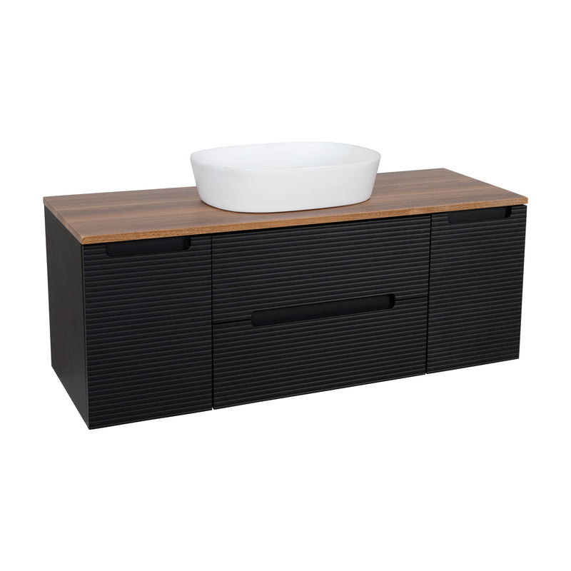 Tailored Bathrooms Monza Plus Fluted Wall Hung 1200mm Vanity Unit with 2 Side Cabinets & Counter Top (1 size, 9 colours) - Brand New Bathrooms