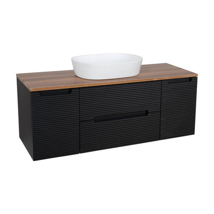 Tailored Bathrooms Monza Plus Fluted Wall Hung 1200mm Vanity Unit with 2 Side Cabinets & Counter Top (1 size, 9 colours) - Brand New Bathrooms