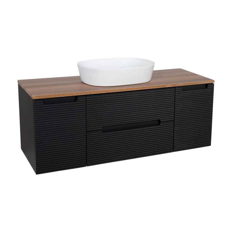 Tailored Bathrooms Monza Plus Fluted Wall Hung 1200mm Vanity Unit with 2 Side Cabinets & Counter Top (1 size, 9 colours) - Brand New Bathrooms