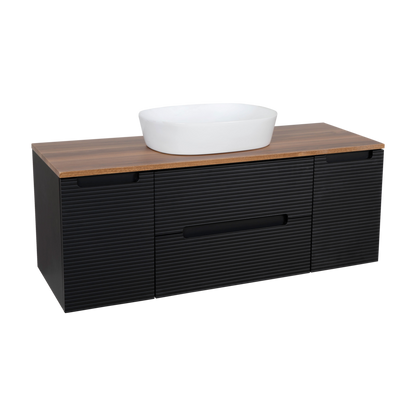 Tailored Bathrooms Monza Plus Fluted Wall Hung 1200mm Vanity Unit with 2 Side Cabinets & Counter Top (1 size, 9 colours) - Brand New Bathrooms