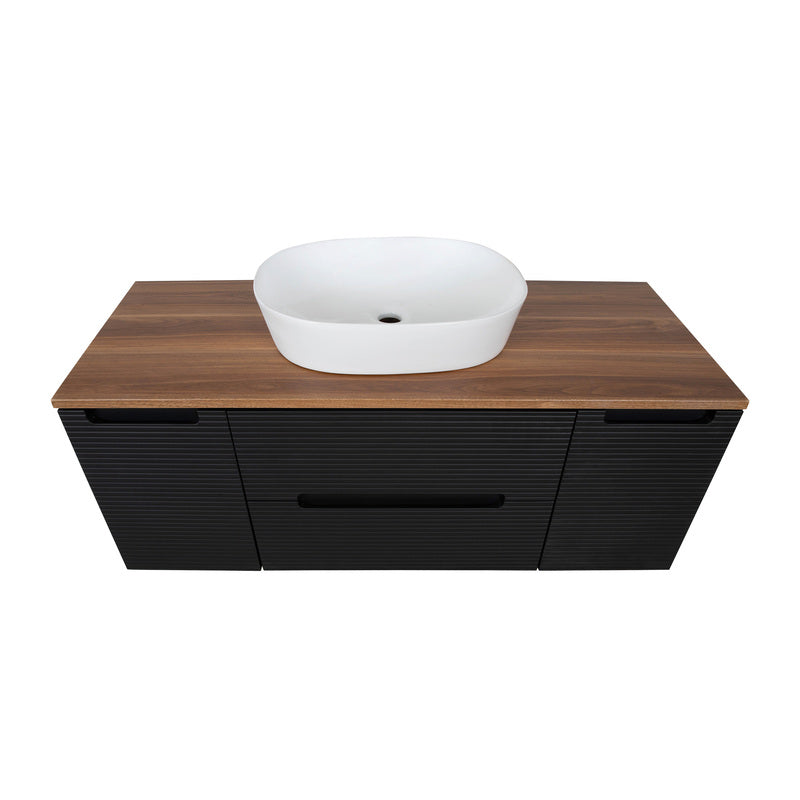 Tailored Bathrooms Monza Plus Fluted Wall Hung 1200mm Vanity Unit with 2 Side Cabinets & Counter Top (1 size, 9 colours) - Brand New Bathrooms