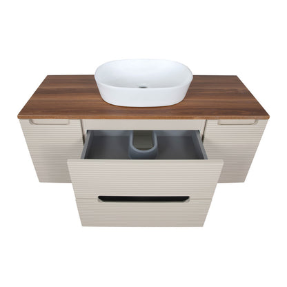 Tailored Bathrooms Monza Plus Fluted Wall Hung 1200mm Vanity Unit with 2 Side Cabinets & Counter Top (1 size, 9 colours) - Brand New Bathrooms