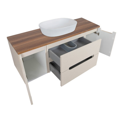 Tailored Bathrooms Monza Plus Fluted Wall Hung 1200mm Vanity Unit with 2 Side Cabinets & Counter Top (1 size, 9 colours) - Brand New Bathrooms