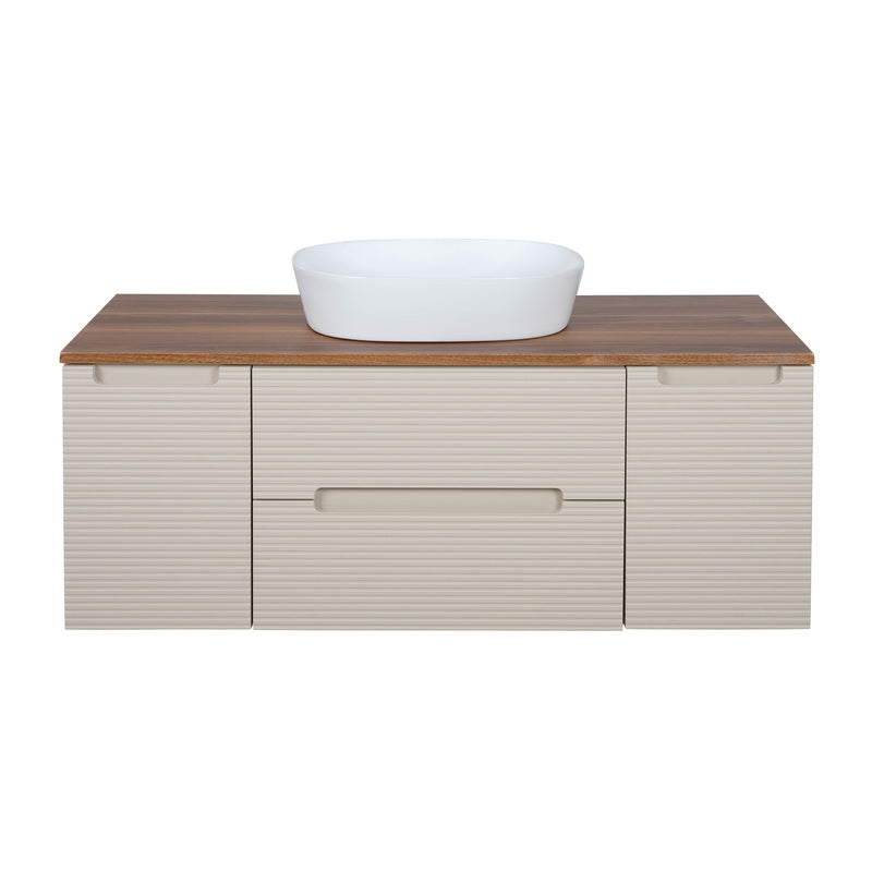 Tailored Bathrooms Monza Plus Fluted Wall Hung 1200mm Vanity Unit with 2 Side Cabinets & Counter Top (1 size, 9 colours) - Brand New Bathrooms
