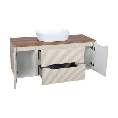 Tailored Bathrooms Monza Plus Fluted Wall Hung 1200mm Vanity Unit with 2 Side Cabinets & Counter Top (1 size, 9 colours) - Brand New Bathrooms