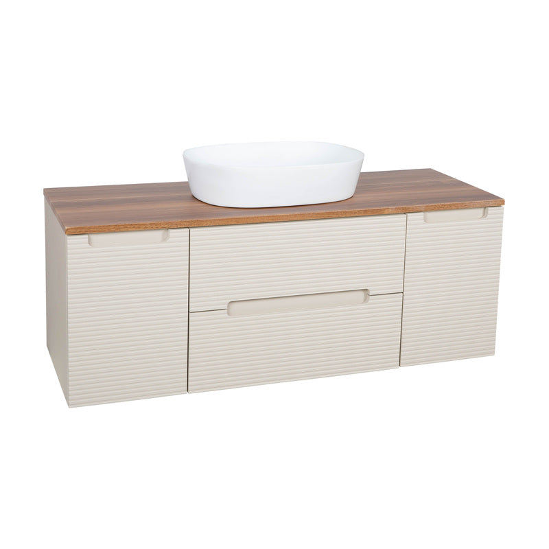 Tailored Bathrooms Monza Plus Fluted Wall Hung 1200mm Vanity Unit with 2 Side Cabinets & Counter Top (1 size, 9 colours) - Brand New Bathrooms