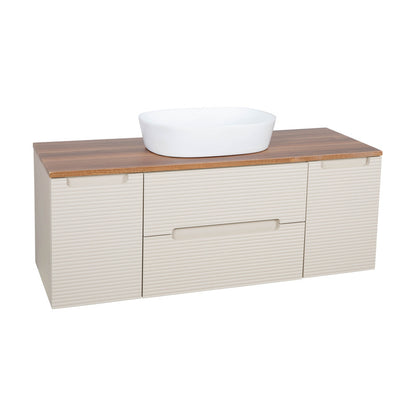 Tailored Bathrooms Monza Plus Fluted Wall Hung 1200mm Vanity Unit with 2 Side Cabinets & Counter Top (1 size, 9 colours) - Brand New Bathrooms