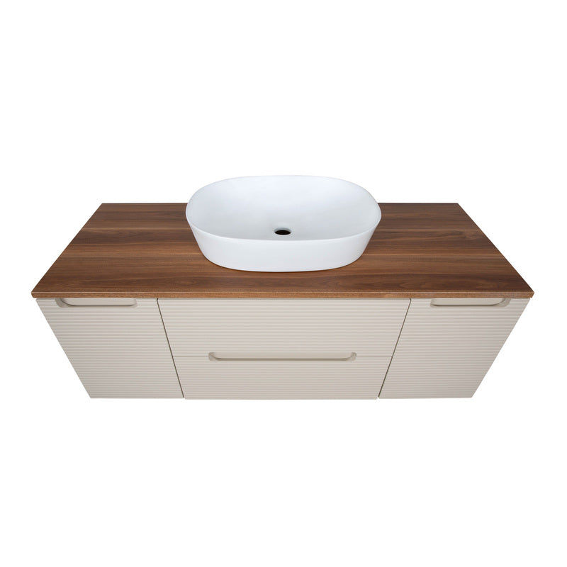 Tailored Bathrooms Monza Plus Fluted Wall Hung 1200mm Vanity Unit with 2 Side Cabinets & Counter Top (1 size, 9 colours) - Brand New Bathrooms