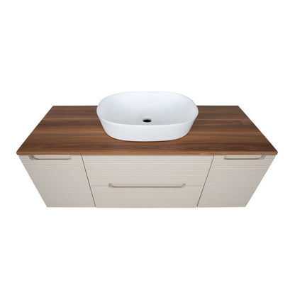 Tailored Bathrooms Monza Plus Fluted Wall Hung 1200mm Vanity Unit with 2 Side Cabinets & Counter Top (1 size, 9 colours) - Brand New Bathrooms