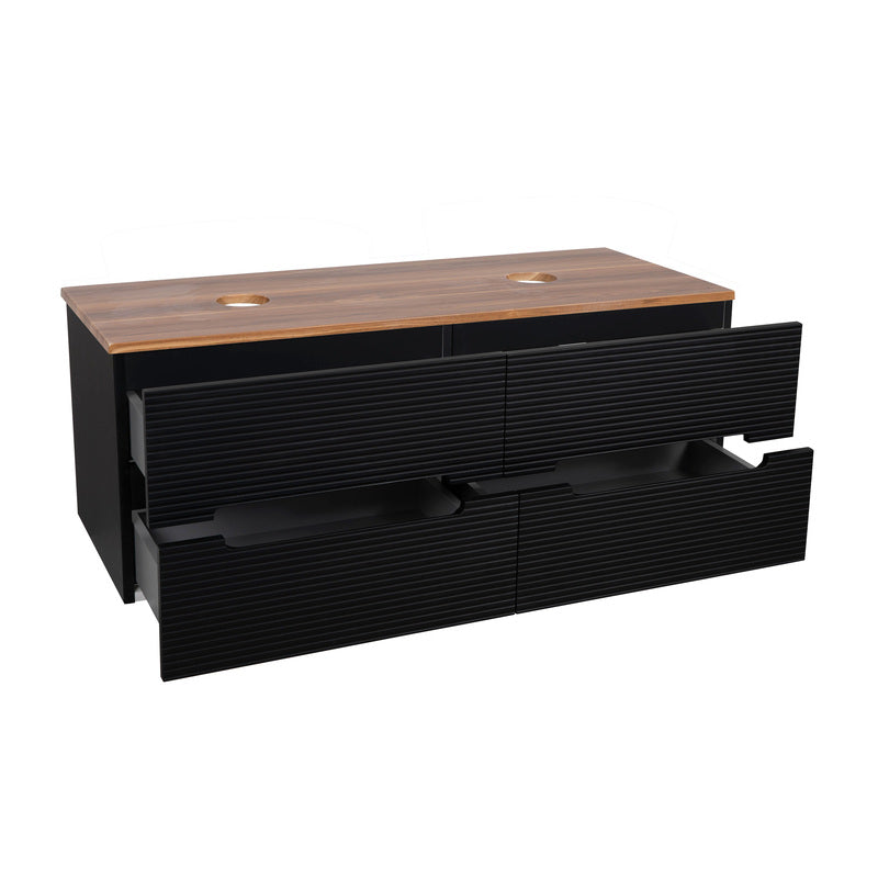 Tailored Bathrooms Monza Plus Fluted Wall Hung 1200mm Double Vanity Unit with Counter Top (1 size, 9 colours) - Brand New Bathrooms