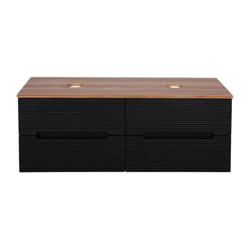 Tailored Bathrooms Monza Plus Fluted Wall Hung 1200mm Double Vanity Unit with Counter Top (1 size, 9 colours) - Brand New Bathrooms
