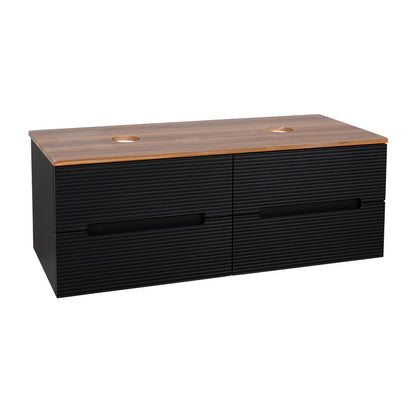 Tailored Bathrooms Monza Plus Fluted Wall Hung 1200mm Double Vanity Unit with Counter Top (1 size, 9 colours) - Brand New Bathrooms