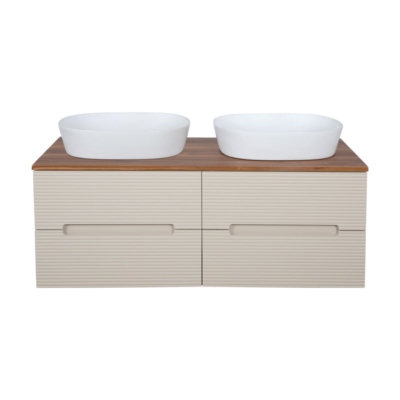 Tailored Bathrooms Monza Plus Fluted Wall Hung 1200mm Double Vanity Unit with Counter Top (1 size, 9 colours) - Brand New Bathrooms