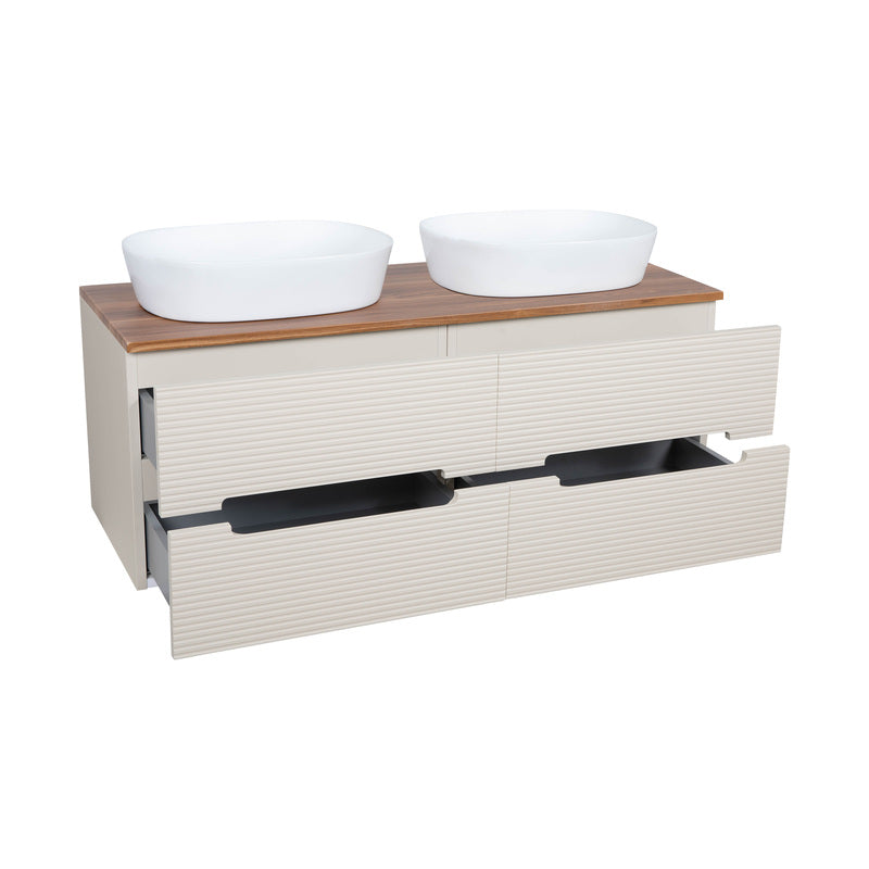 Tailored Bathrooms Monza Plus Fluted Wall Hung 1200mm Double Vanity Unit with Counter Top (1 size, 9 colours) - Brand New Bathrooms