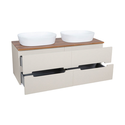 Tailored Bathrooms Monza Plus Fluted Wall Hung 1200mm Double Vanity Unit with Counter Top (1 size, 9 colours) - Brand New Bathrooms