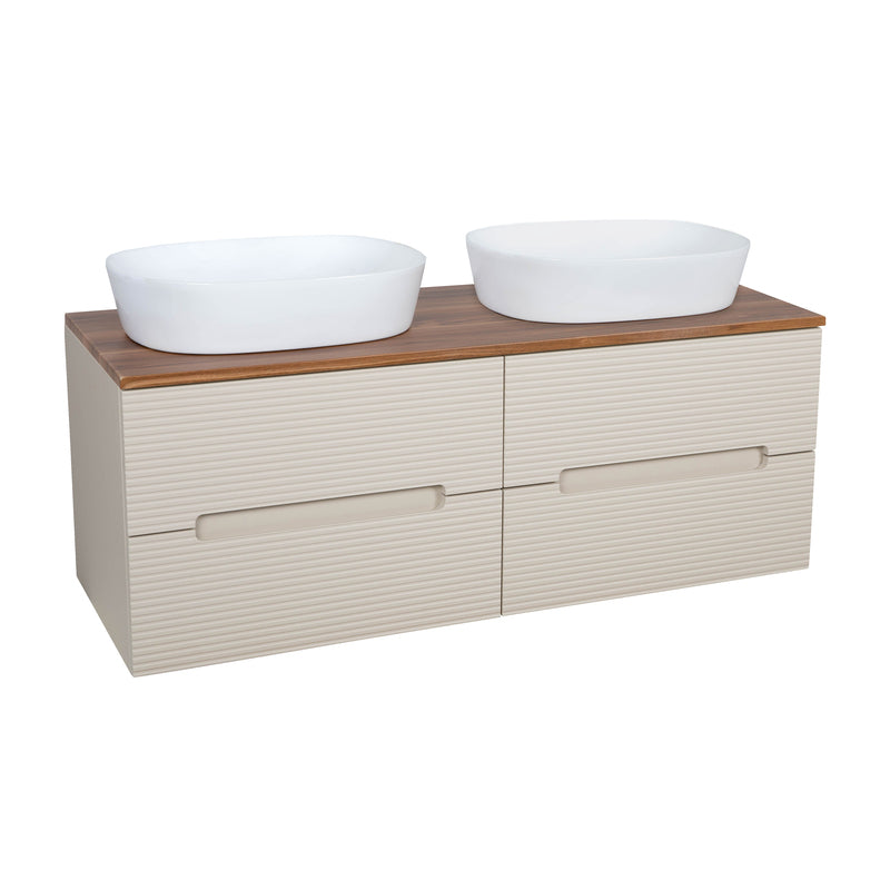 Tailored Bathrooms Monza Plus Fluted Wall Hung 1200mm Double Vanity Unit with Counter Top (1 size, 9 colours) - Brand New Bathrooms