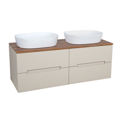 Tailored Bathrooms Monza Plus Fluted Wall Hung 1200mm Double Vanity Unit with Counter Top (1 size, 9 colours) - Brand New Bathrooms