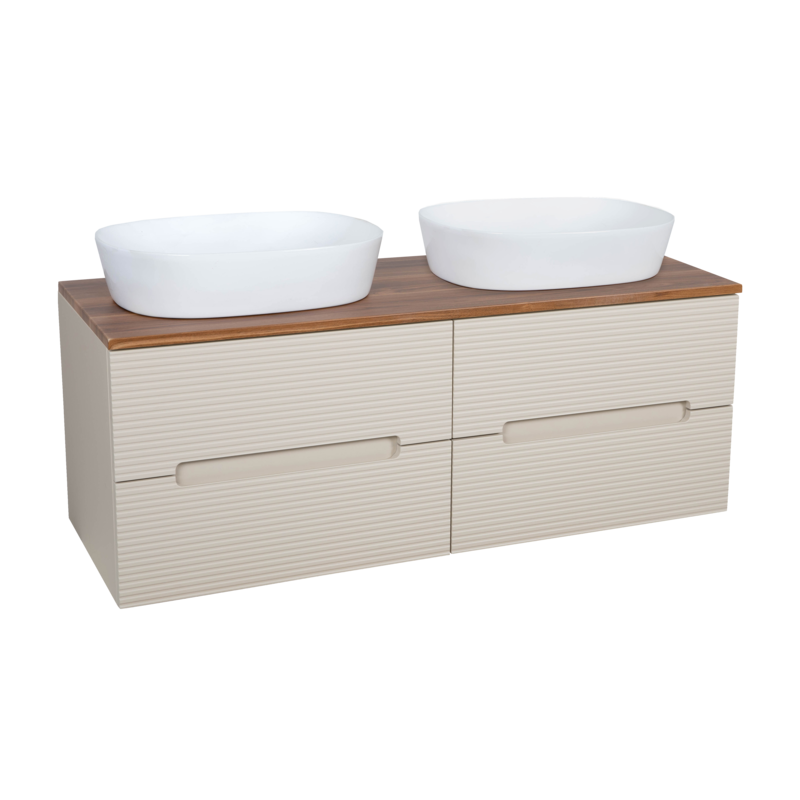 Tailored Bathrooms Monza Plus Fluted Wall Hung 1200mm Double Vanity Unit with Counter Top (1 size, 9 colours) - Brand New Bathrooms
