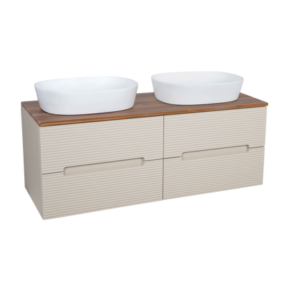 Tailored Bathrooms Monza Plus Fluted Wall Hung 1200mm Double Vanity Unit with Counter Top (1 size, 9 colours) - Brand New Bathrooms