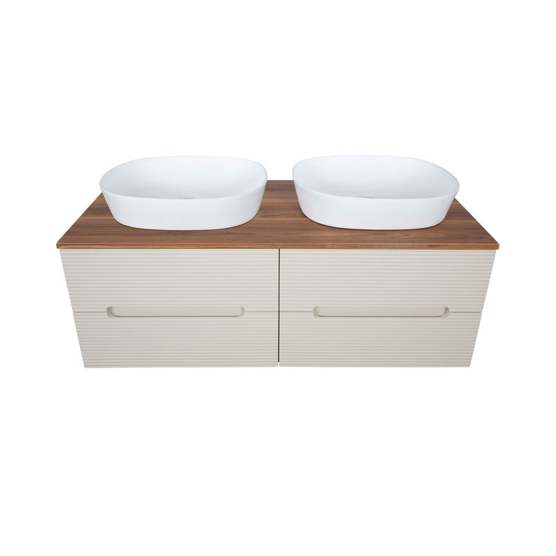 Tailored Bathrooms Monza Plus Fluted Wall Hung 1200mm Double Vanity Unit with Counter Top (1 size, 9 colours) - Brand New Bathrooms