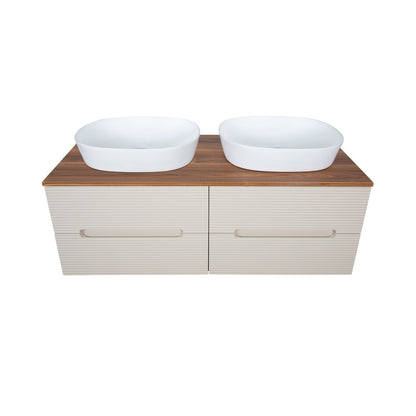 Tailored Bathrooms Monza Plus Fluted Wall Hung 1200mm Double Vanity Unit with Counter Top (1 size, 9 colours) - Brand New Bathrooms