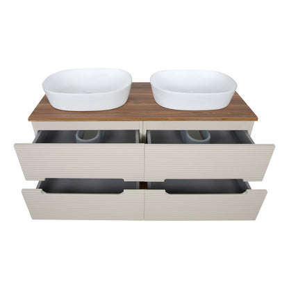 Tailored Bathrooms Monza Plus Fluted Wall Hung 1200mm Double Vanity Unit with Counter Top (1 size, 9 colours) - Brand New Bathrooms