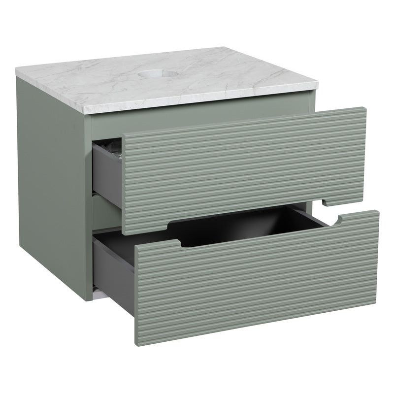 Tailored Bathrooms Monza Plus Fluted Wall Hung 600mm Vanity Unit & Counter Top (1 size, 8 colours)