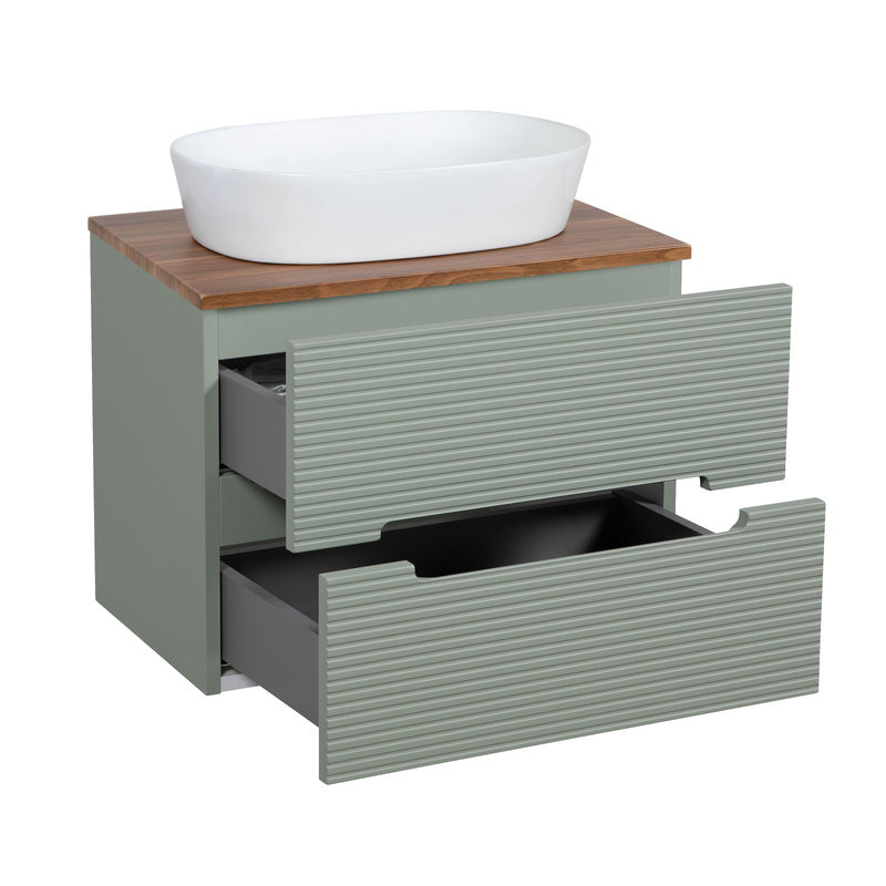 Tailored Bathrooms Monza Plus Fluted Wall Hung 600mm Vanity Unit & Counter Top (1 size, 8 colours)
