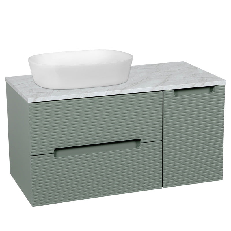 Tailored Bathrooms Monza Plus Fluted Wall Hung 900mm Vanity Unit with Side Cabinet & Counter Top (1 size, 8 colours)