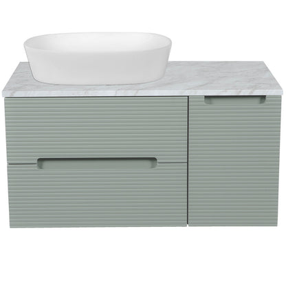 Tailored Bathrooms Monza Plus Fluted Wall Hung 900mm Vanity Unit with Side Cabinet & Counter Top (1 size, 8 colours)