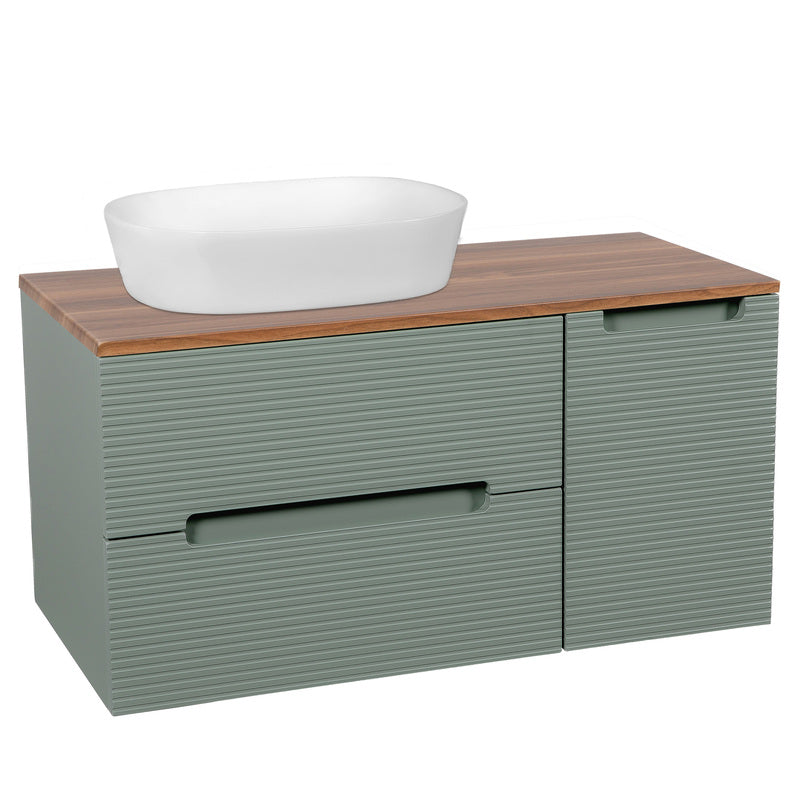 Tailored Bathrooms Monza Plus Fluted Wall Hung 900mm Vanity Unit with Side Cabinet & Counter Top (1 size, 8 colours)