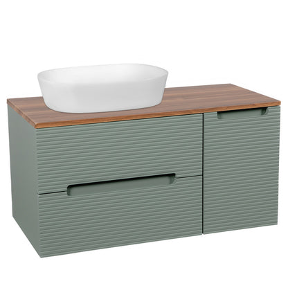 Tailored Bathrooms Monza Plus Fluted Wall Hung 900mm Vanity Unit with Side Cabinet & Counter Top (1 size, 8 colours)