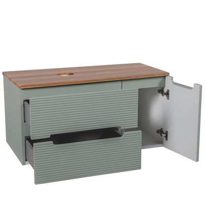 Tailored Bathrooms Monza Plus Fluted Wall Hung 900mm Vanity Unit with Side Cabinet & Counter Top (1 size, 8 colours)