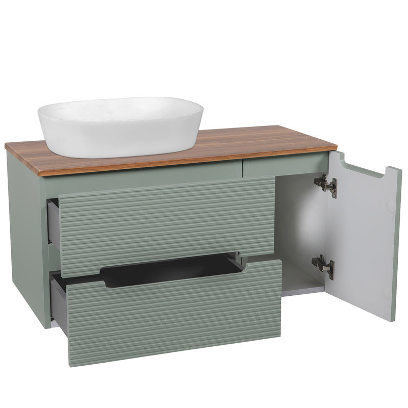 Tailored Bathrooms Monza Plus Fluted Wall Hung 600mm Vanity Unit & Counter Top (2 sizes, 9 colours)
