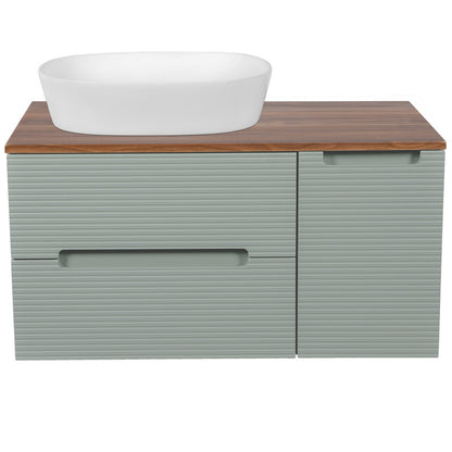 Tailored Bathrooms Monza Plus Fluted Wall Hung 900mm Vanity Unit with Side Cabinet & Counter Top (1 size, 8 colours)