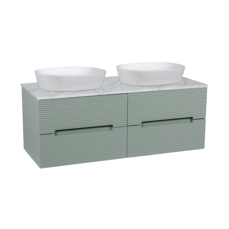 Tailored Bathrooms Monza Plus Fluted Wall Hung 1200mm Double Vanity Unit with Counter Top (1 size, 9 colours) - Brand New Bathrooms
