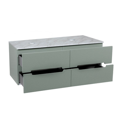 Tailored Bathrooms Monza Plus Fluted Wall Hung 1200mm Double Vanity Unit with Counter Top (1 size, 9 colours) - Brand New Bathrooms