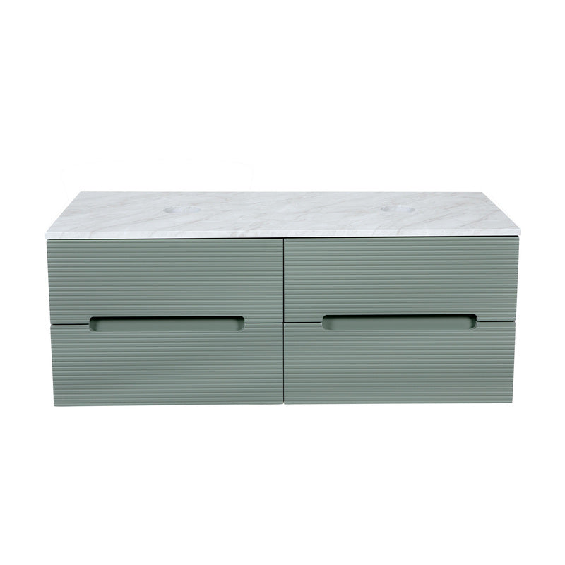 Tailored Bathrooms Monza Plus Fluted Wall Hung 1200mm Double Vanity Unit with Counter Top (1 size, 9 colours) - Brand New Bathrooms